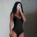 Chic Lace Bodysuit with Deep V-Neck & Delicate Straps