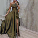 Chic One-Shoulder Evening Dress with Flared Skirt