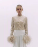 Chic Feather-Embellished Women's Blouse