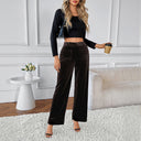 Chic High-Waisted Ribbed Knit Wide-Leg Pants for Women
