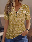 Floral Pattern Short Sleeve Women's Blouse
