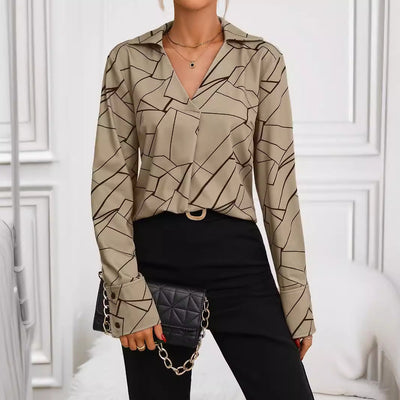 Geometric Print Women's Blouse Shirt