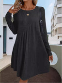 Chic Asymmetric Ribbed Dress for Women