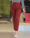 Chic High-Waisted Trousers with Pleated Design