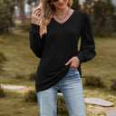 Chic V-Neck Top with Puff Sleeves for Women