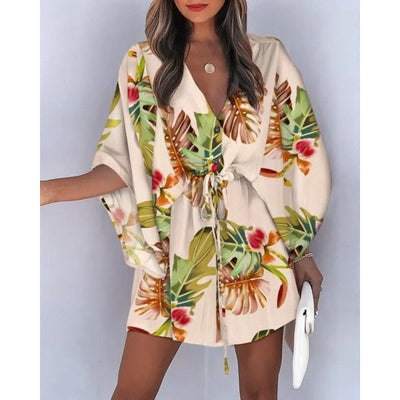 Floral Wrap Dress with Belt for Women
