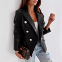 Stylish Women’s Faux Leather Blazer with Double Button Closure