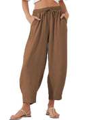Women's Relaxed Fit Leisure Pants with Elastic Waist and Convenient Pockets