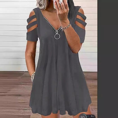 Chic V-Neck Open Shoulder Dress for Women