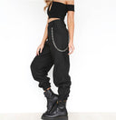 Women's Chain Detail Baggy Trousers with Stylish Waistband