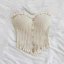 Ruffled Corset Top with Button Placket for Women