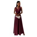 Chic Maxi Dress with Flowing Skirt and Stylish Wrap