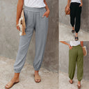 Chic Women's Linen Trousers with Adjustable Waist
