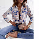 Chic Striped Blouse with Contrast Pockets