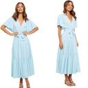 Women’s Maxi Dress: Deep V-Neck & Flowing Sleeves