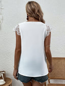 Chic Women's V-Neck Blouse with Lace Sleeves