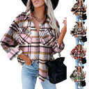 Checked Flannel Shirt for Women with Chest Pockets