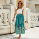 Women's Paisley Print Maxi Skirt with Flouncy Hem