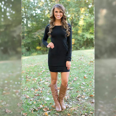 Fitted Long Sleeve Dress in Stretch Fabric