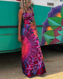 Chic Tie-Dye Maxi Dress with Lace Details