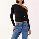 Chic Asymmetrical Blouse with Ruffled Sleeves for Women