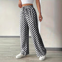 Women’s Checkered Trousers with Elastic Waistband - Trendy Design