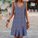 Chic V-Neck Sleeveless Summer Dress with Button Placket