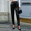 Chic Faux Leather Ladies Pants with Stylish Waistband