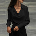 Chic Blouse with Flowing Neckline & Long Sleeves