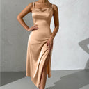 Satin Maxi Dress with Sensual Side Slit