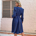 Chic Women's Long-Sleeve Dress with Polka Dot Design