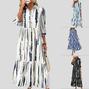Chic Women's Long Sleeve Maxi Dress with Pockets and Stripes