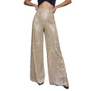 Shiny Palazzo Pants with Sequin Glam