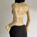 Chic Embellished Lace Ruffle Top for Women
