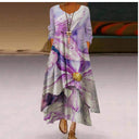 Artistic Floral Maxi Dress with Asymmetrical Hem