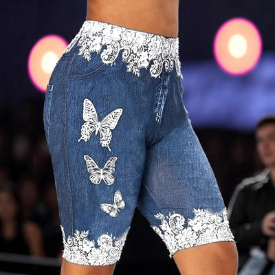 Floral Lace Butterfly Embellished Women's Shorts