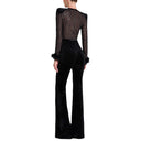 Chic Sequin-Embellished Blouse with Flared Sleeves