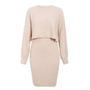 Chic Knitted Midi Dress with Cropped Sweater Top