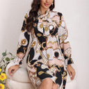 Chic Women's Bow Collar Dress with Tie Belt