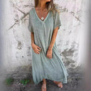 Chic V-Neck Summer Dress with Wide Sleeves