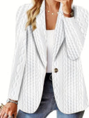 Chic Knitted Blazer Jacket with Cable Design