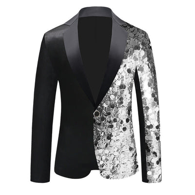 Shimmering Sequin Blazer with Shawl Collar