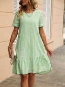 Ruffled Hem Checked Shirt Dress for Women