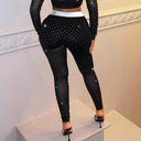 Glamorous Textured Mesh Pants with Glitter Accents