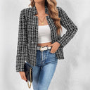 Chic Women's Tweed Blazer Jacket – Structured Design
