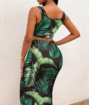 Chic Women's Crop Top and Midi Dress Combo