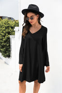 Chic Women's V-Neck Dress with Flared Sleeves