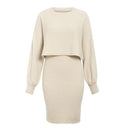 Chic Knitted Midi Dress with Cropped Sweater Top