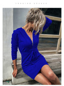 Women's Stylish Hooded Dress with Zipper and Adjustable Waist
