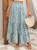 Floral High-Waist Skirt with Ruffled Hem